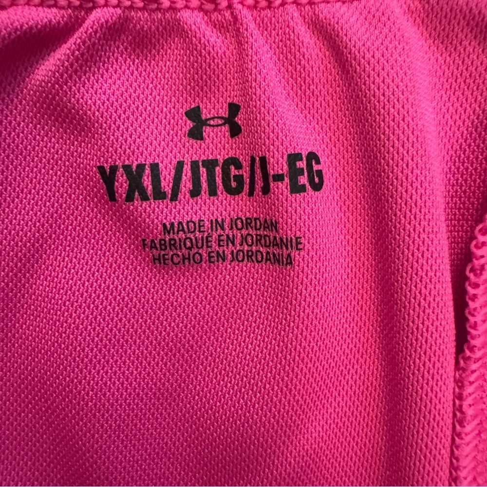 Under Armour Pink Athletic Shorts Youth XL Loose Fit HeatGear Girls - Picture 3 of 3
